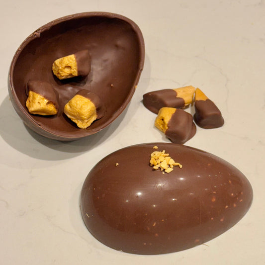 Milk Chocolate Honeycomb Crunch Easter Egg with a Honeycomb Surprise!