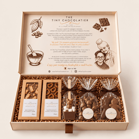 Luxury Christmas chocolate gift box with bars, reindeer and gingerbread in a keepsake box