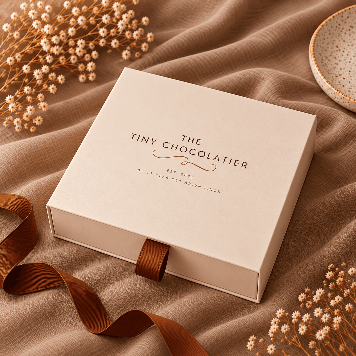Tiny Chocolatier magnetic keepsake gift box with ribbon pull