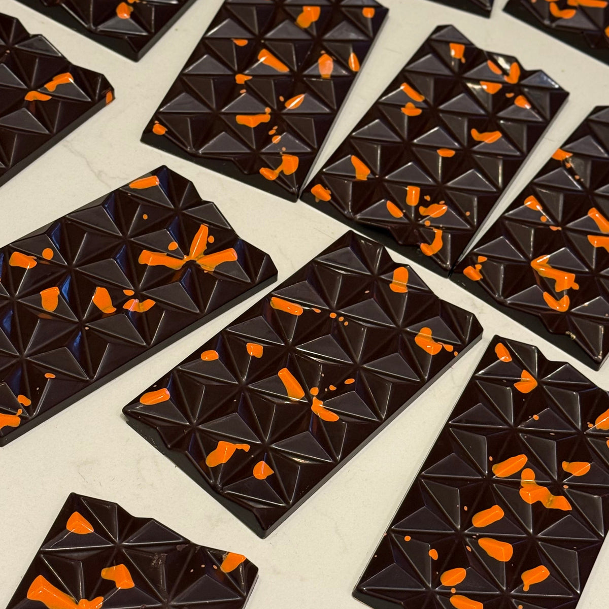 Handmade dark chocolate orange bar, naturally vegan and palm oil free, by The Tiny Chocolatier