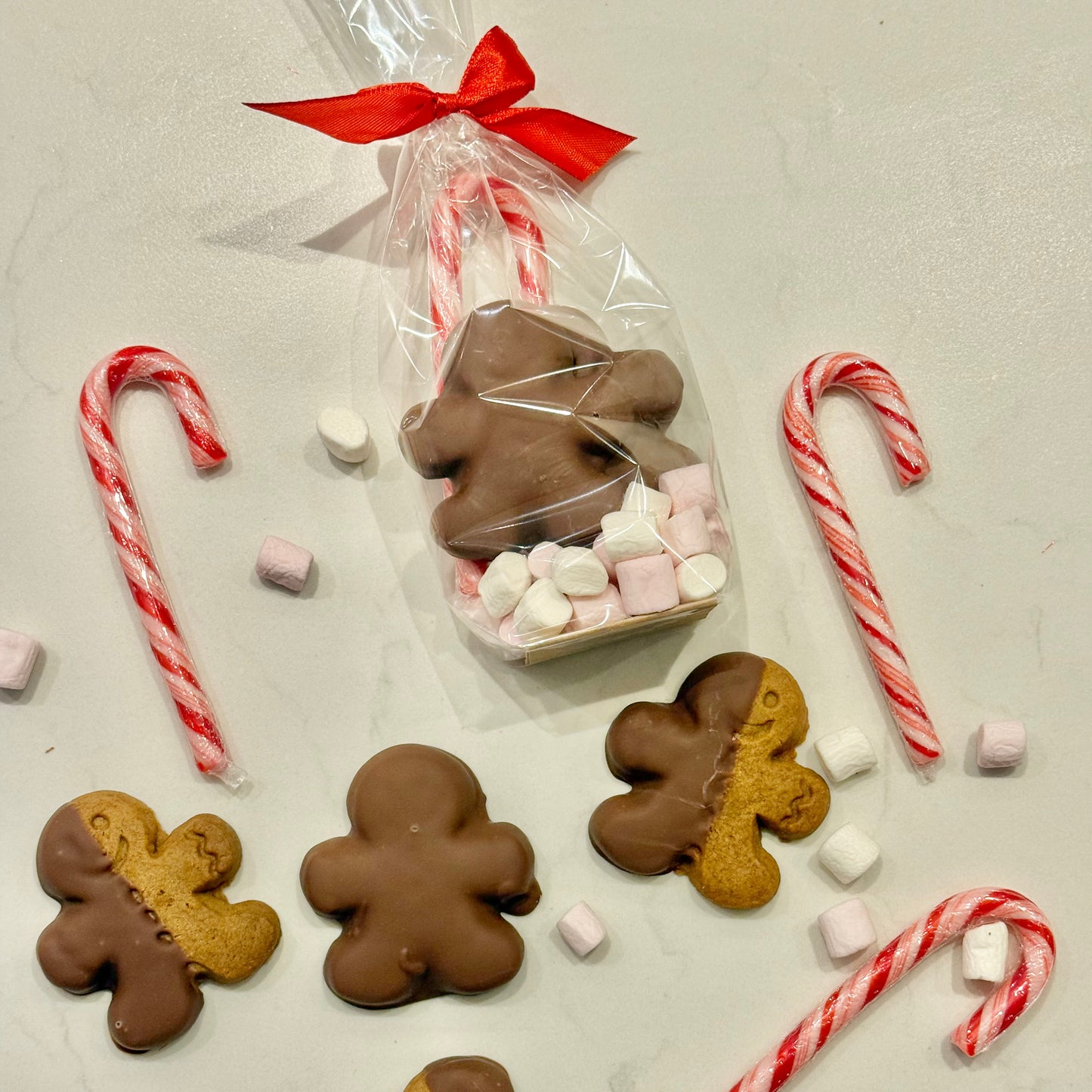 Christmas Chocolate Dipped Gingerbread Treat Bag